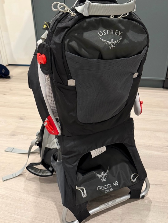 OSPREY Handbags - OSPREY Poco AG Plus Child Carrier Backpack in Black and Gray with Red Accents